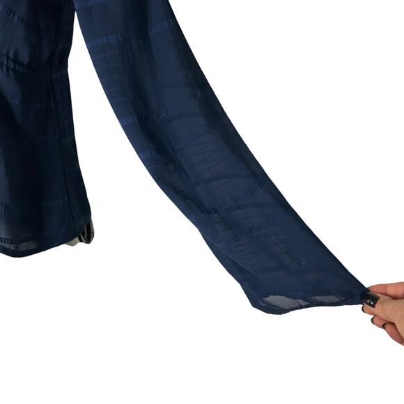 BCBGeneration Sheer Blue Tie Blouse Size S - Picture 3 of 6